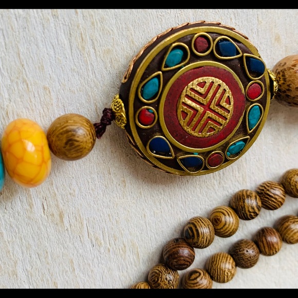 *NEW* mala/tribal boho wood necklace - Picture 2 of 3